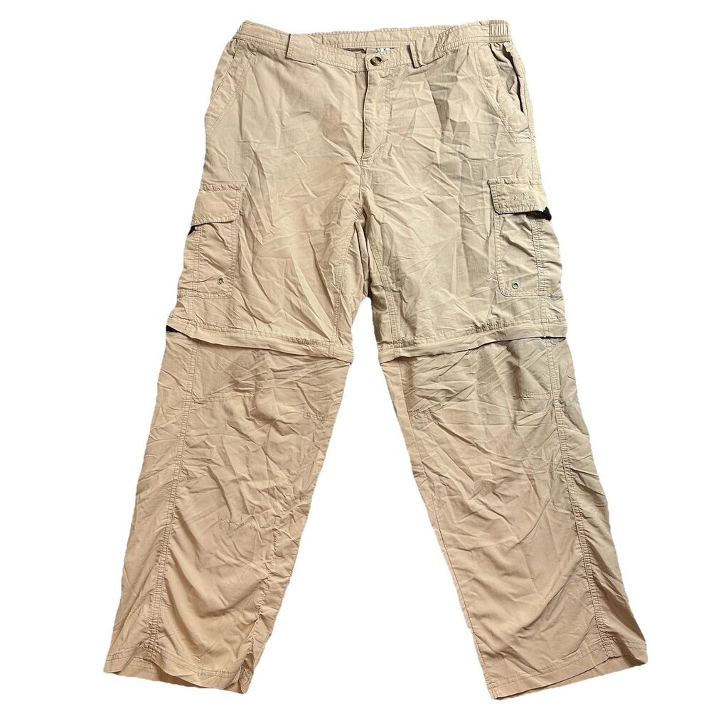 American Outback Mens XL Beige Convertible Cargo Pants Zip Off Hiking EUC